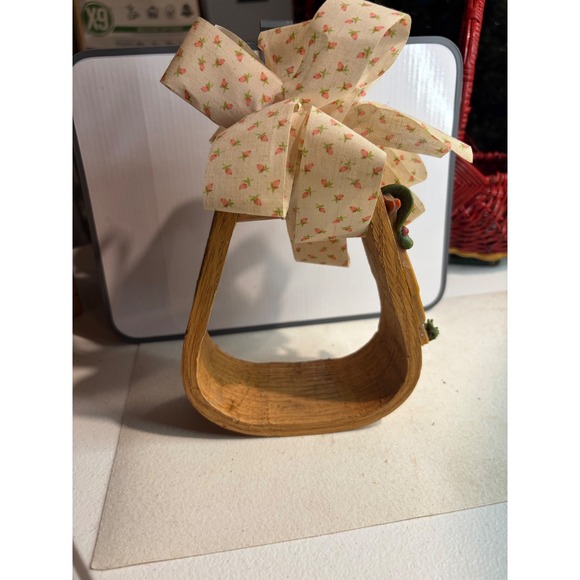 Other - Vintage Wooden Stirrup Napkin Holder Farmhouse Decor Goose Motif Floral Bow
